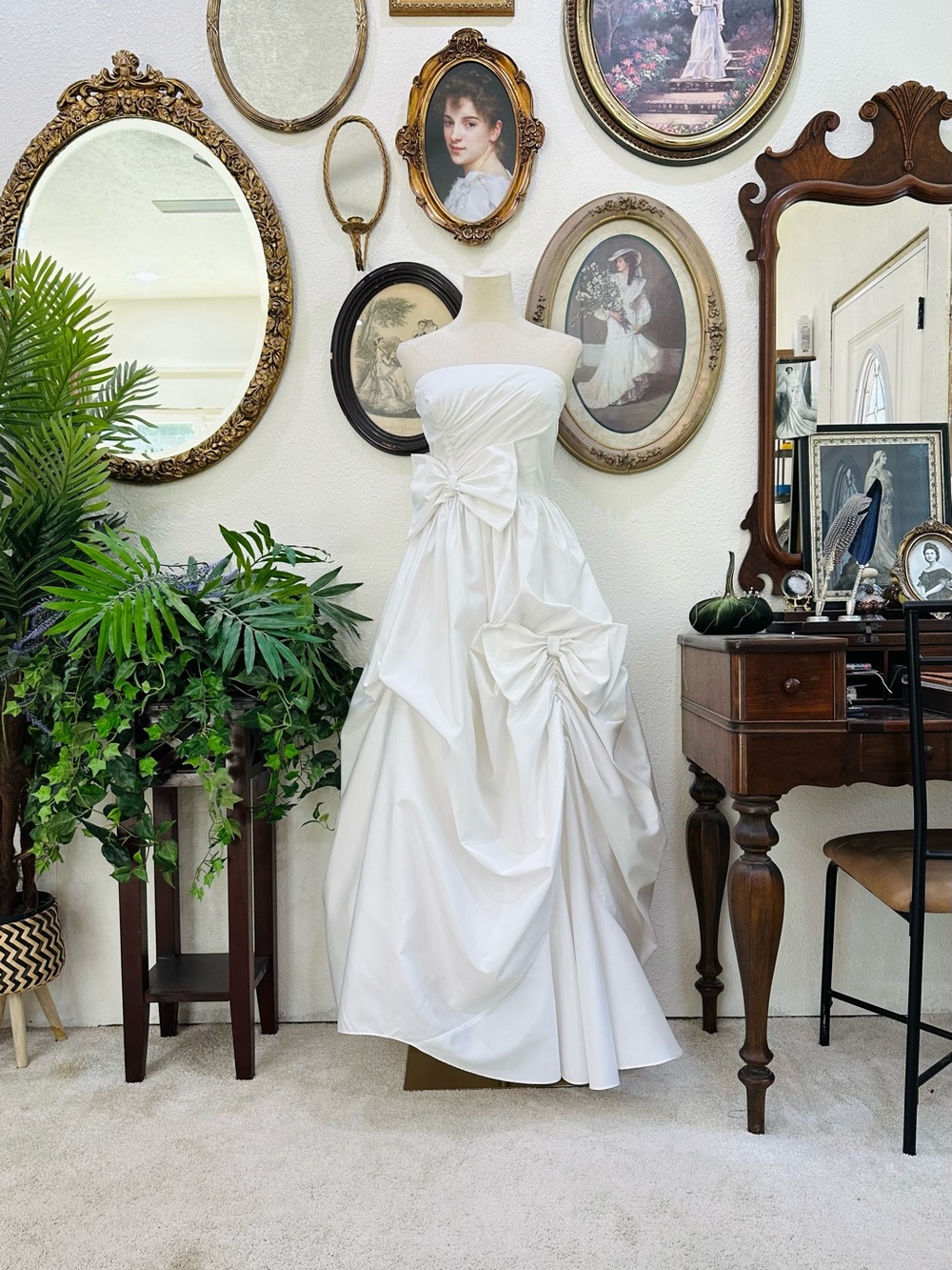 Alfred Angelo White Strapless Ball Gown with Bow Accents